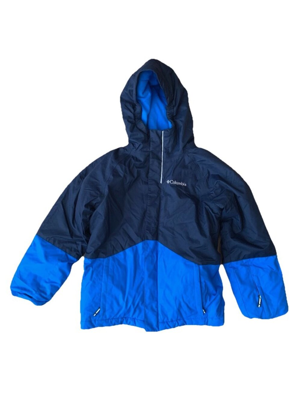 Columbia Jacket Youth Small 7/8 Blue Hooded Interchange Omni Heat Snow Ski